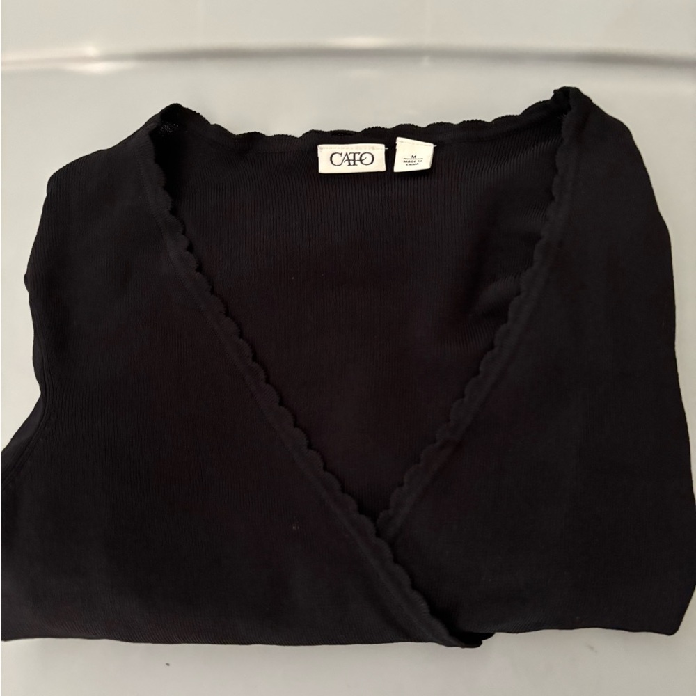 Vintage Cato Black Scalloped Cardigan